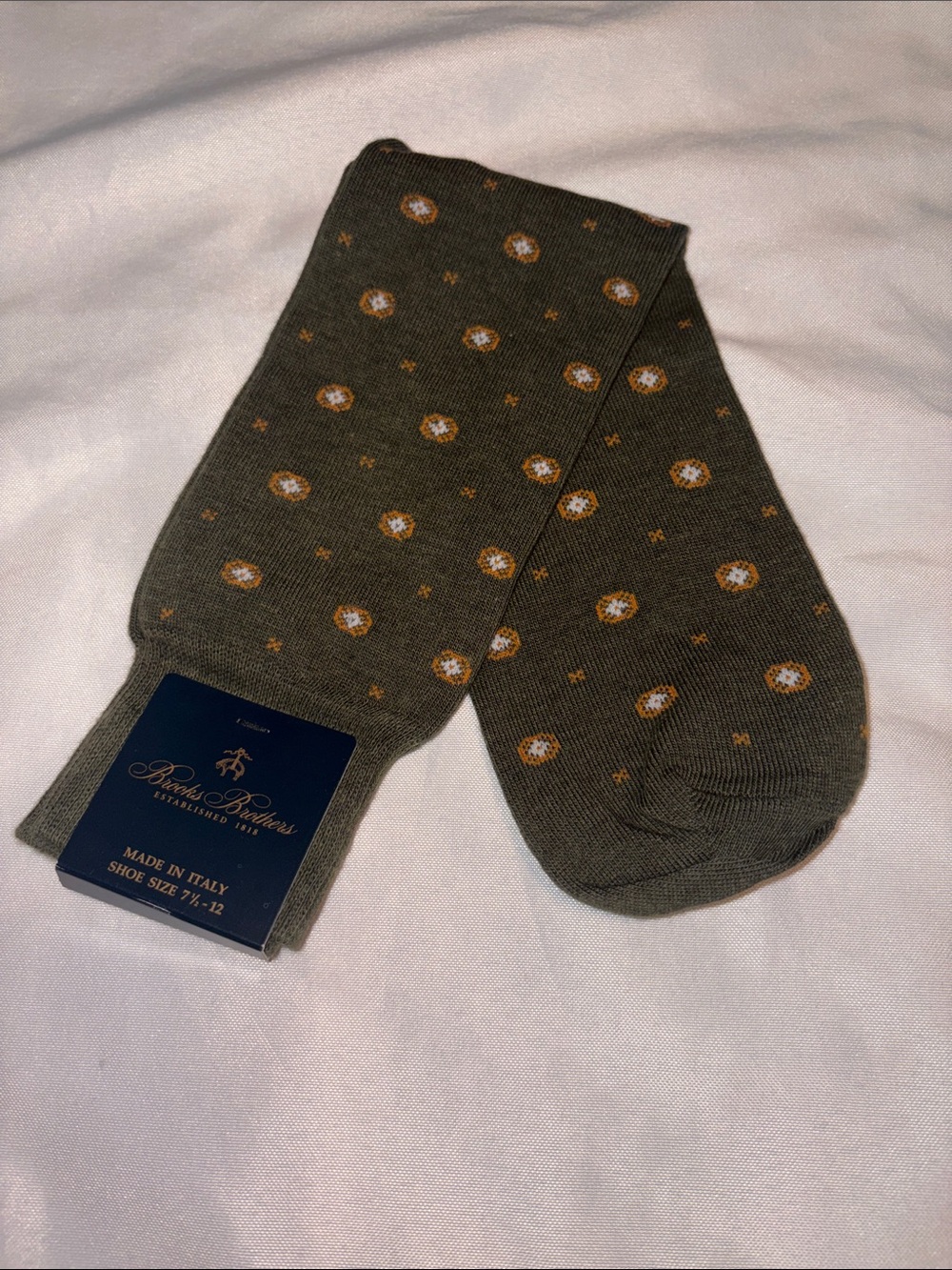 Brooks Brothers Men's Dress Socks Olive Green Made in Italy One Size